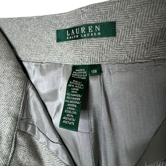 Lauren Ralph Lauren Wool Blend Herringbone Gray Trousers Size 18W - Picture 15 of 15